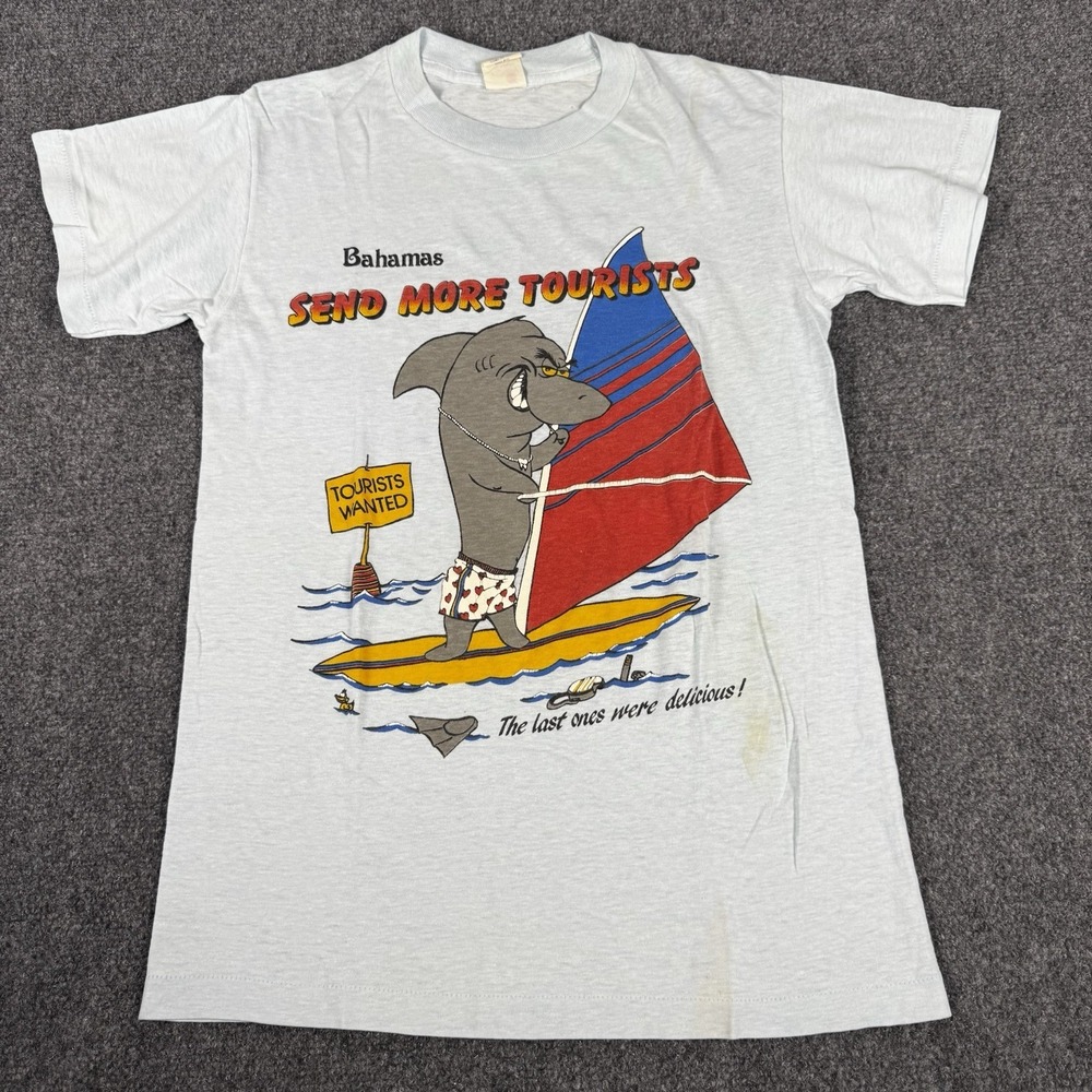 Vintage 1990s Sherry Bahamas Send More Tourists USA Single Stitch T-Shirt Medium